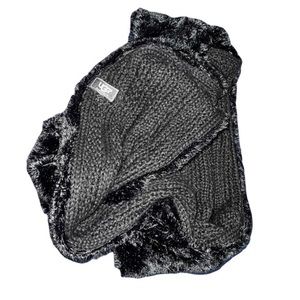 Black Ugg furry/crochet scarf